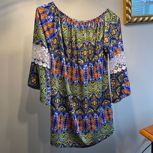 Patterned long blouse